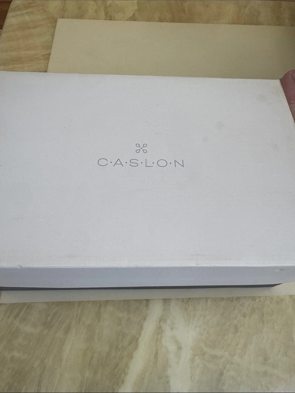 Caslon White Accessory Case with Subtle Logo